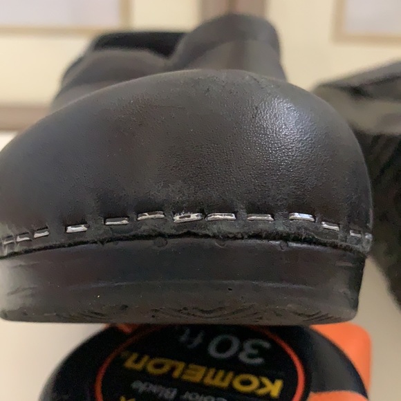 SANITA WEDGE CLOGS BLACK SZ 40 USA 9.5 PREOWNED HEEL MULES - Picture 8 of 16